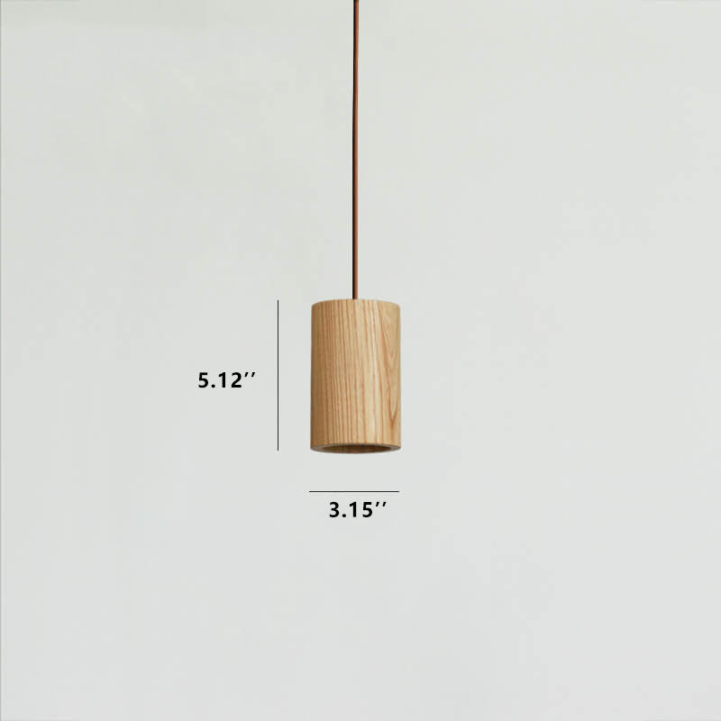 Minimalist Wooden Cylindrical Small Pendant Light