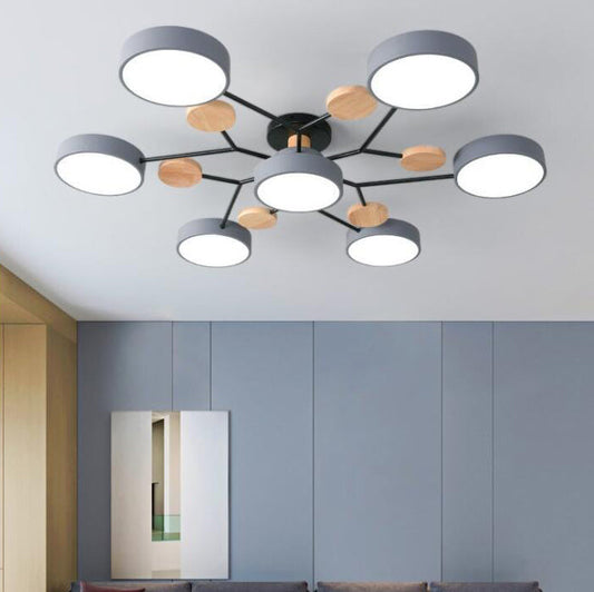 Modern Nordic Round Molecule Branch Design LED Semi-Flush Mount Ceiling Light