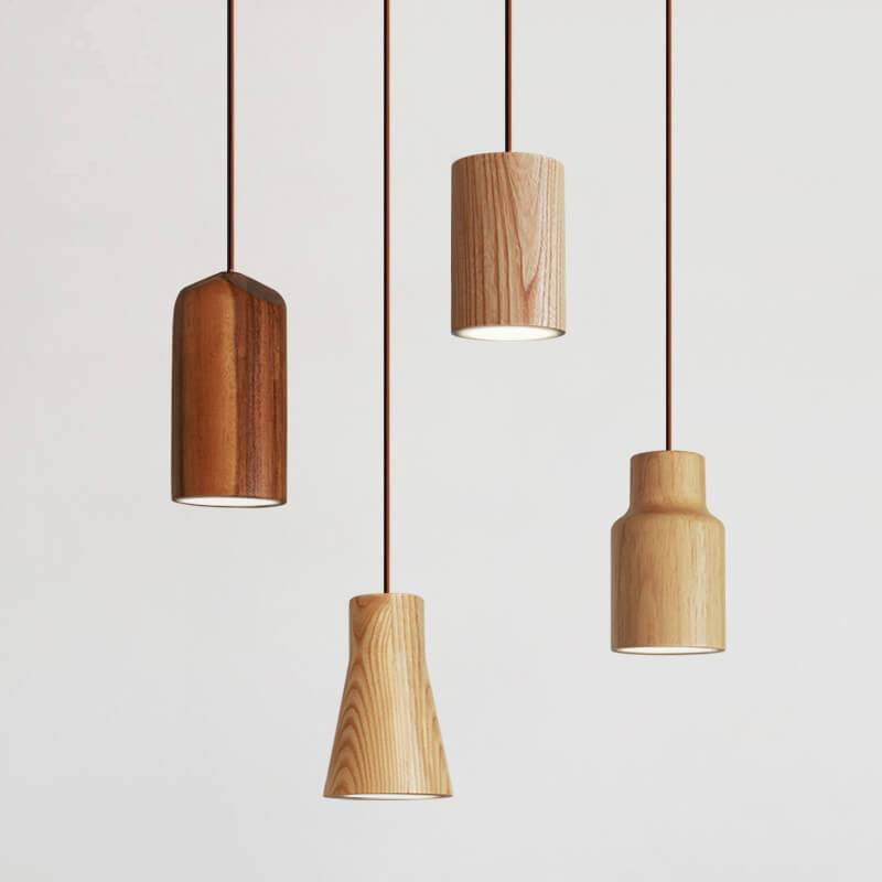 Minimalist Wooden Cylindrical Small Pendant Light