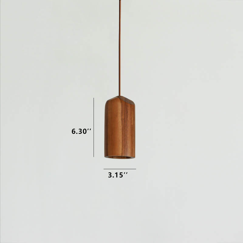 Minimalist Wooden Cylindrical Small Pendant Light