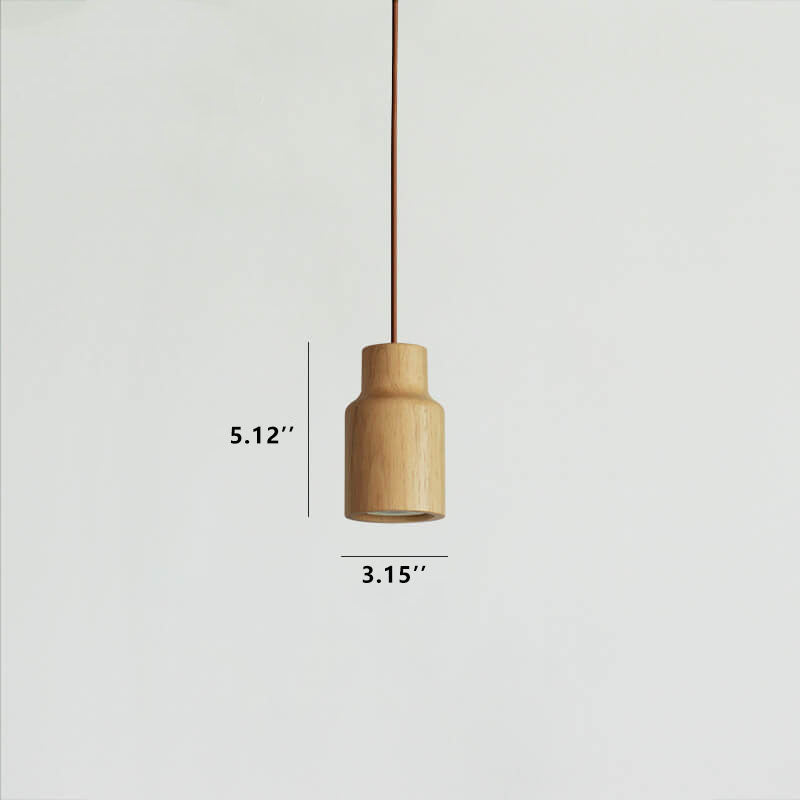 Minimalist Wooden Cylindrical Small Pendant Light