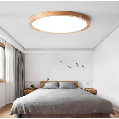 Modern Wood Round Flush Mount Ceiling Lights Living Room