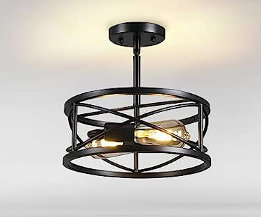 Modern Drum Glass Semi-Flush Mount Light